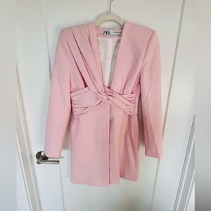 Zara Blush Pink Blazer Jacket Dress XS NWOT